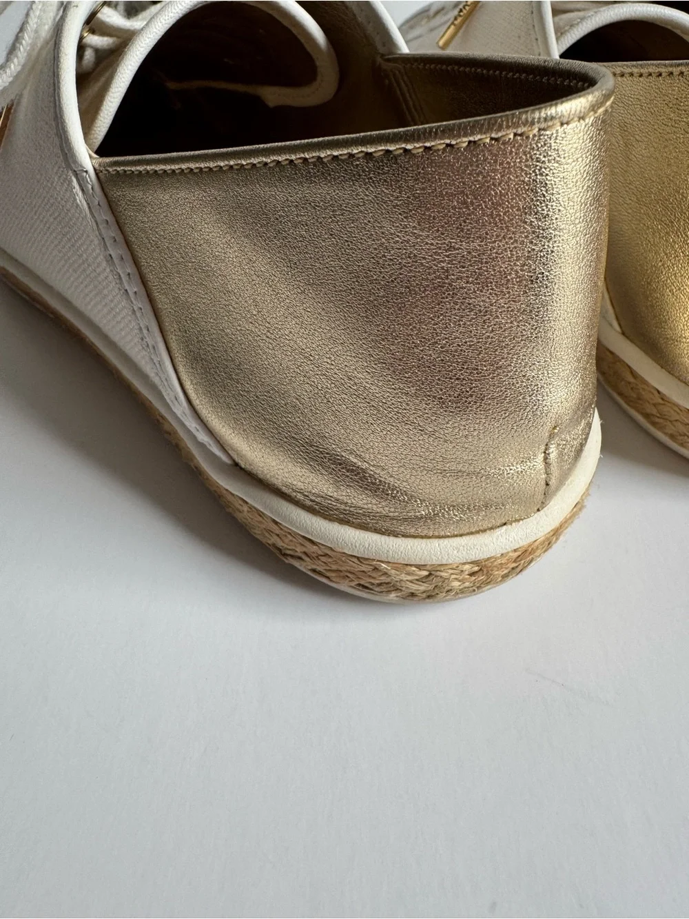 Michael Kors Cream and Gold Lace-Up Sneakers